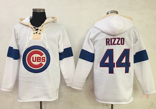 Cubs #44 Anthony Rizzo White Pullover MLB Hoodie - Click Image to Close